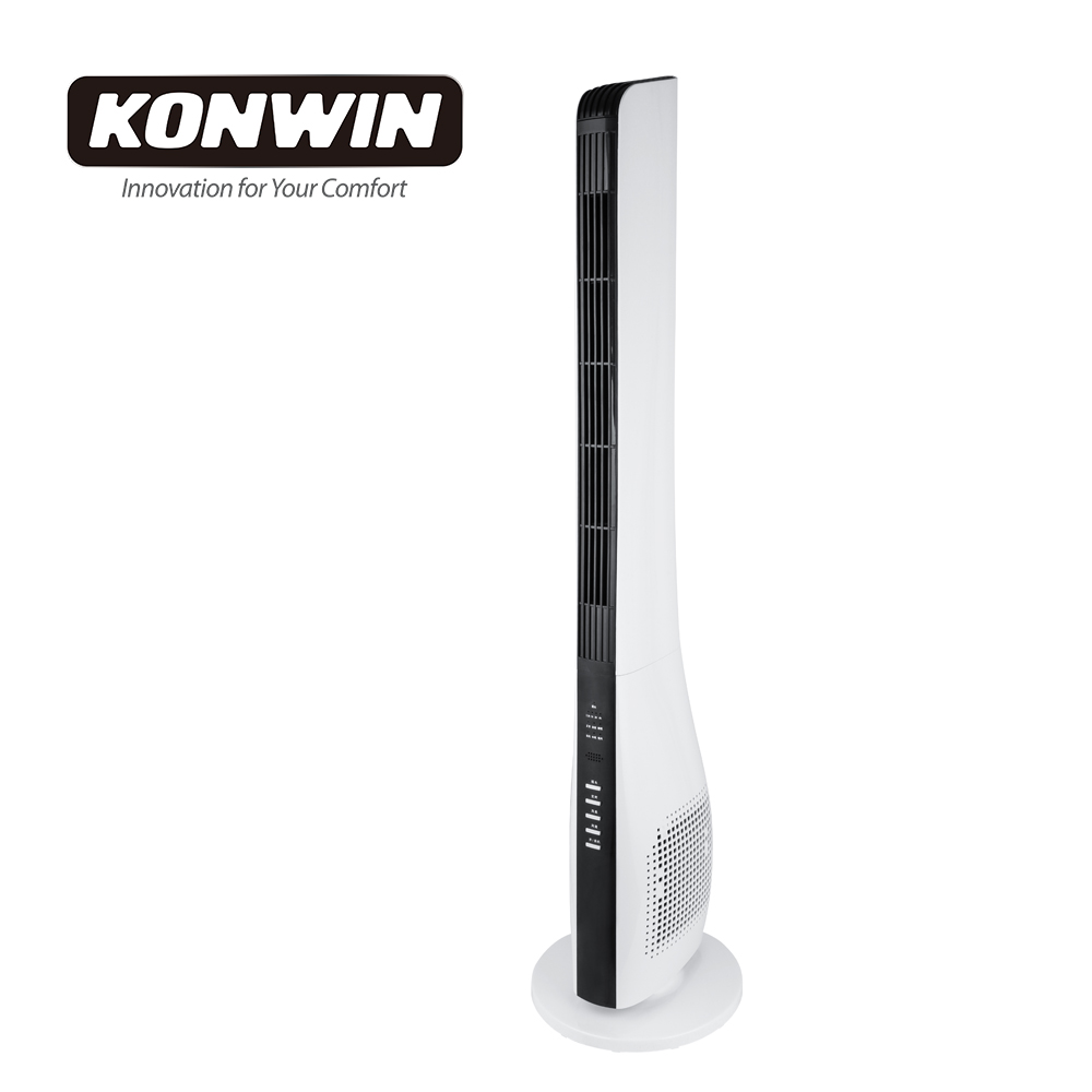 Konwin Tall Invisible Bladeless Fan with 3 speed models, Air Circulating Tower, White Oscillating Fan BLF-YH05