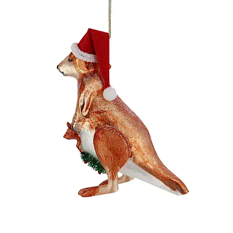 Glass Ornament Animal High Quality Fashion Hand Blown Glass Kangaroo With Christmas Hat Animal Christmas Ornament For Indoor Outdoor Decor