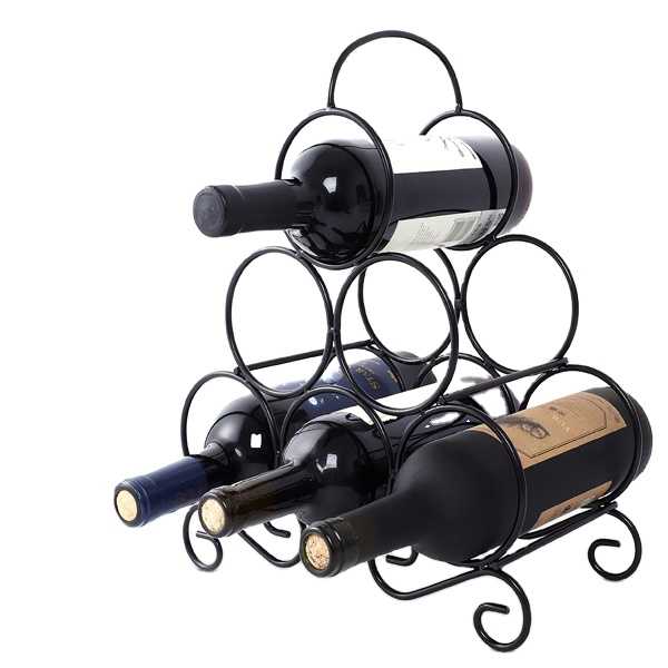 Custom Design Bar Countertop Metal Wine Bottle Rack Decorative 6 Bottle Wine Display Rack