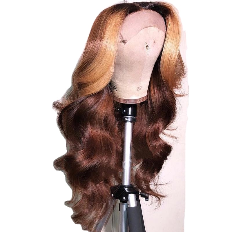 Drop Shipping Women's Fashion Cool Black and Brown Big Wave Long Curly Hair Chemical Fiber Synthetic Human Hair Wigs