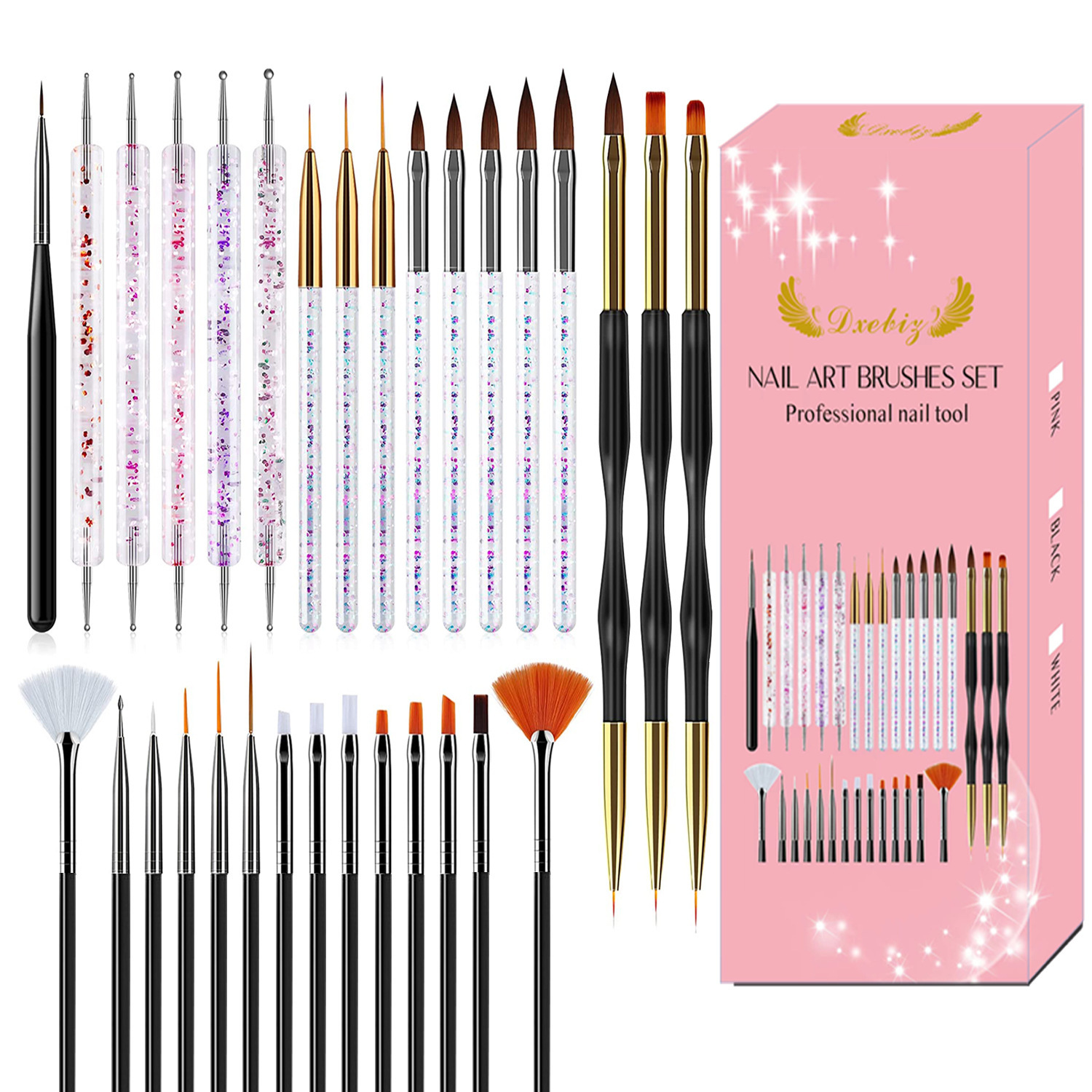 Wholesale 31pcs High End Nail Art Brush Set Tool Set Professional nails brush with Color Box