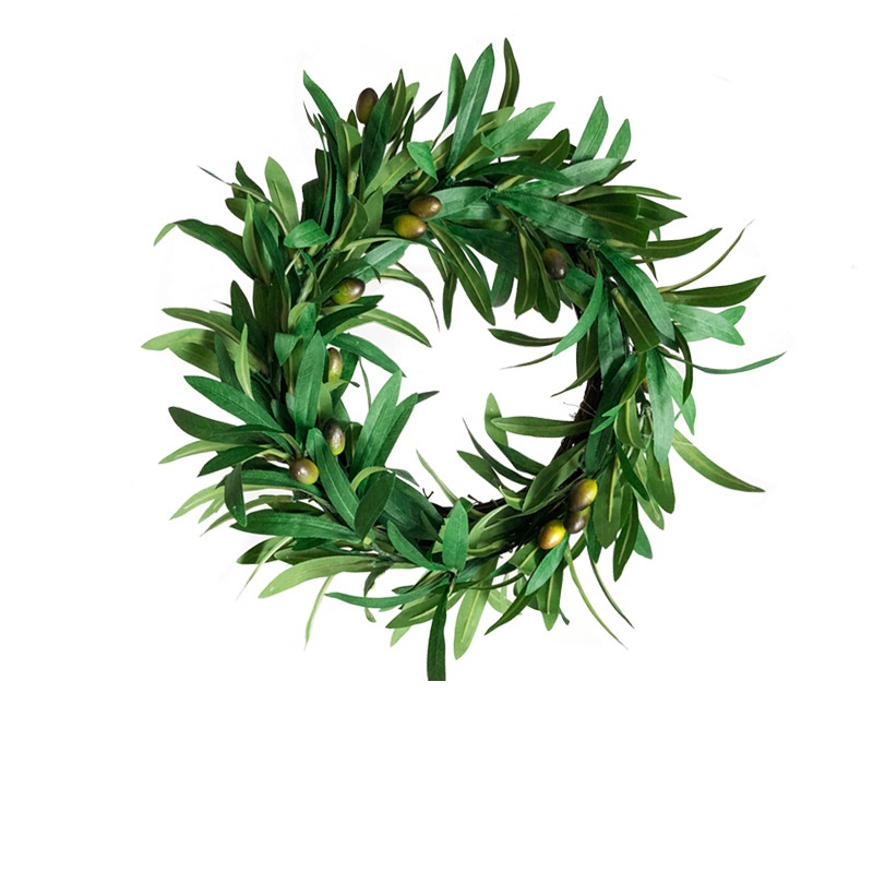 2021 Artificial olive Green Leaf Wreath for Front Door Wall Window Festival Celebration Party Decor wreath