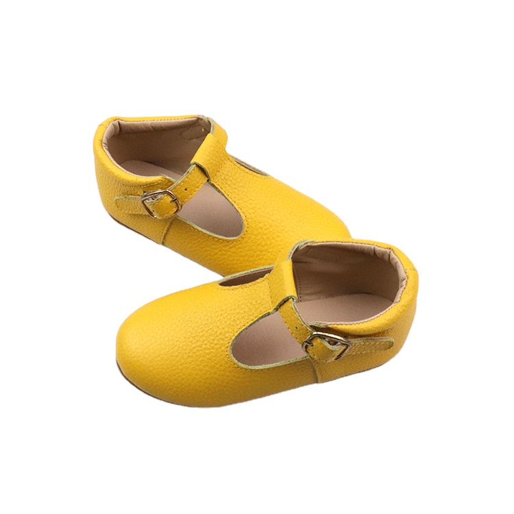 Factory Price Girls Mary Jane Flats Leather Anti-Slip Rubber Sole children kids Shoes
