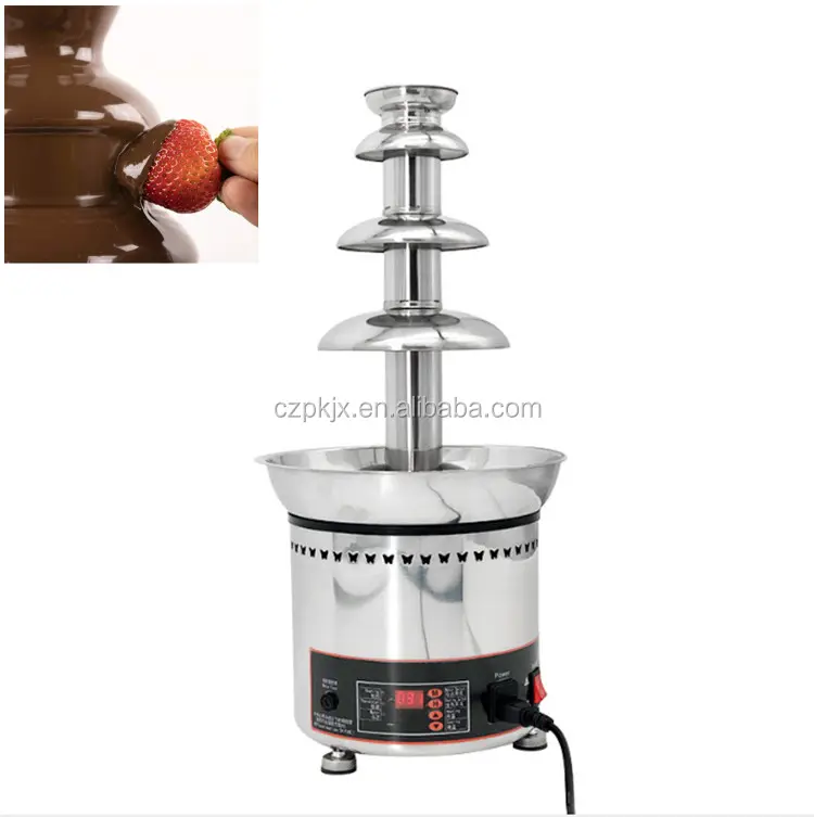 Stainless Steel Chocolate Fondue Fountain Big Capacity 4 Tiers Chocolate Melt With Heating Machine For BBQ Sauce Party