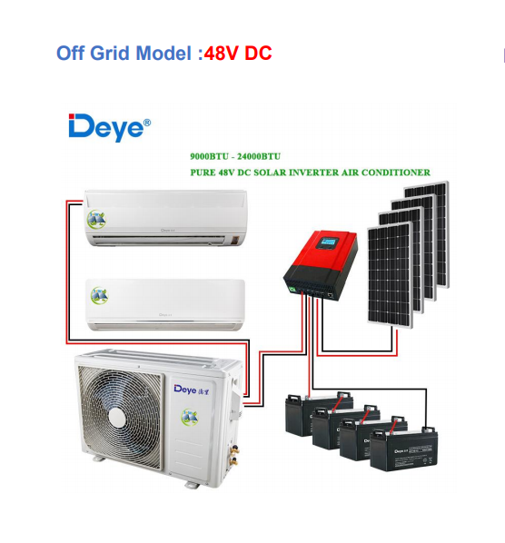 Best price Off grid DC48V split solar air conditioner R410A heat and cold 12000BTU