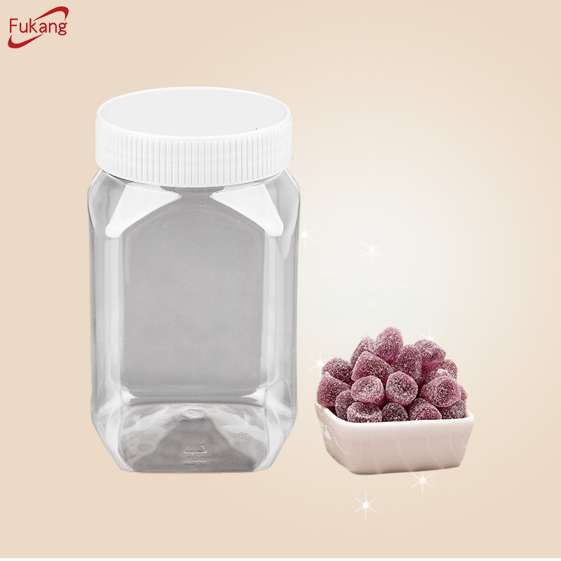 Прозрачная квадратная пластиковая банка для пищевых продуктов, банка для конфет с винтовой крышкой