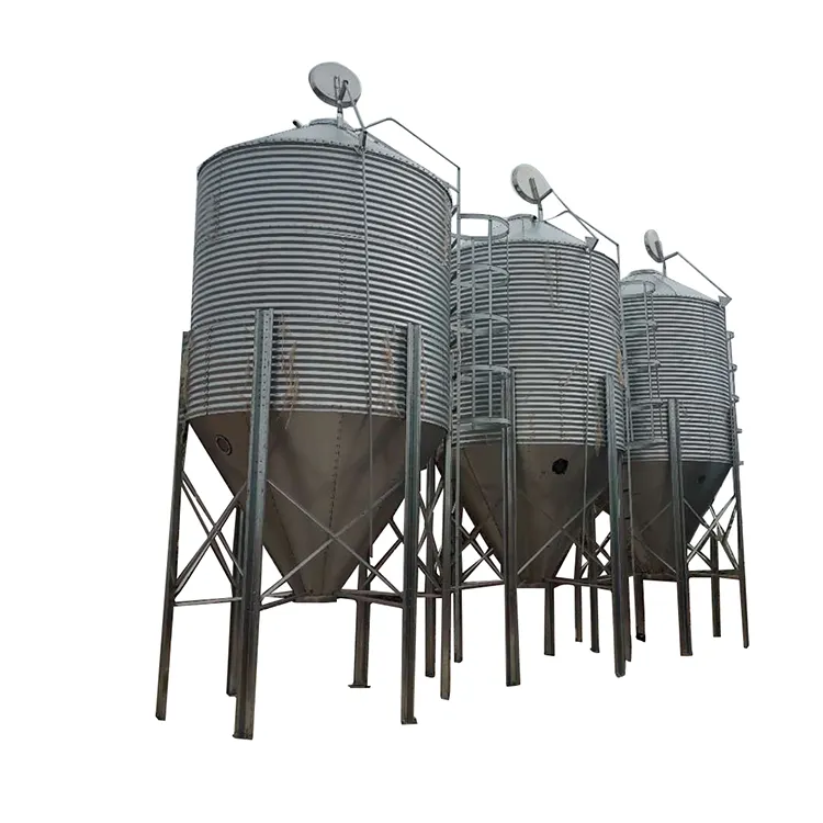 china manufacture Fabricated poultry factory equipment agriculture project poultry farming galvanized storage feed silo
