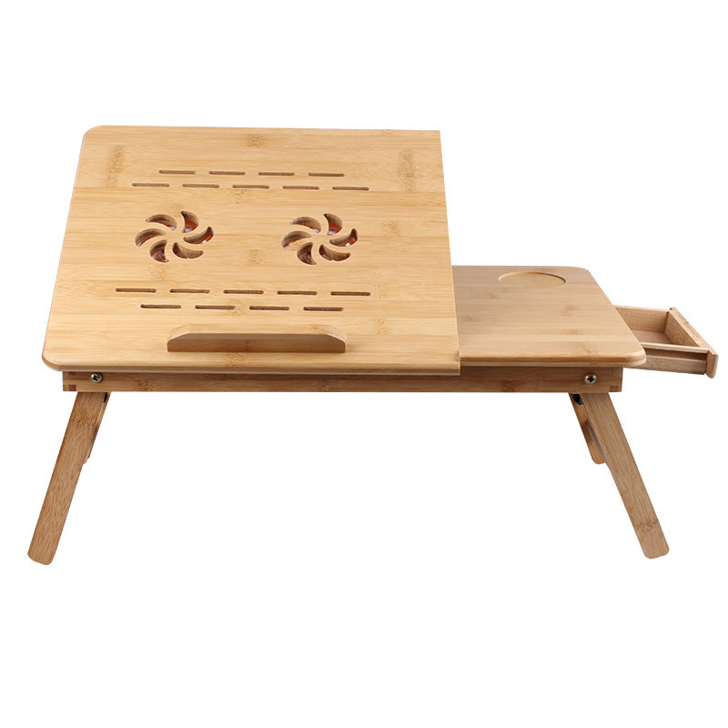 Laptop Stand Lap Desk Table with Adjustable Leg 100% Bamboo Flower Pattern Foldable Breakfast Serving Bed Tray Natural
