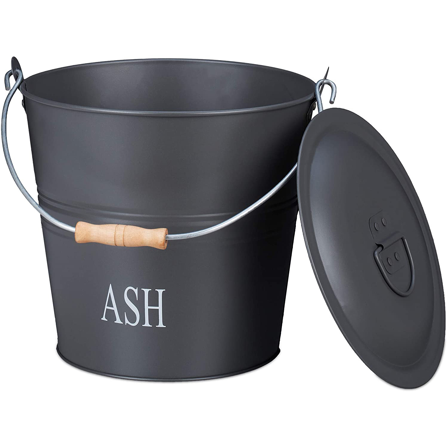Charcoal Ash Bucket Bin with Lid and Carry Handle, Fireplace, Oven & Grill