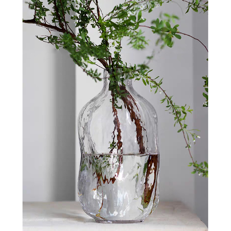 Newest Fashion Ornaments Vase Clear tall Irregular Vintage Glass Vase With Small Mouth