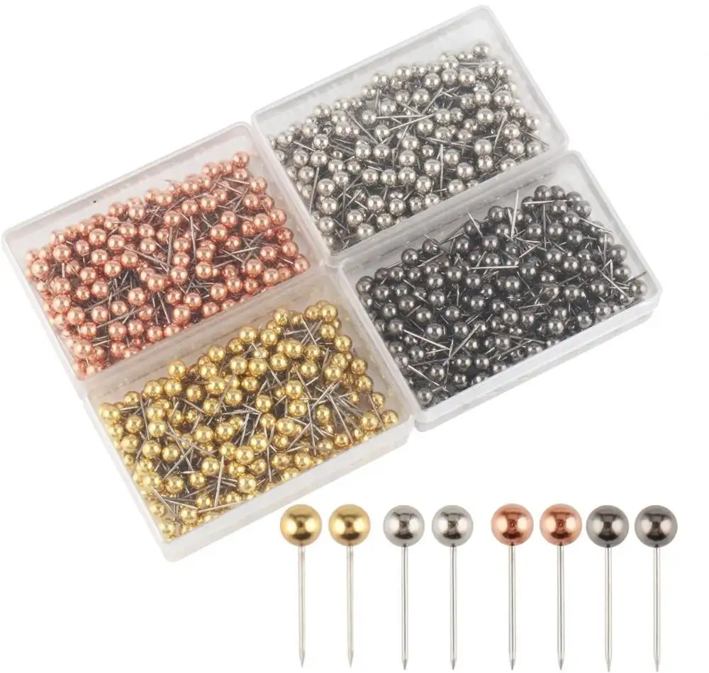 800pcs 1/8 inch retro metallic color beads head push pins for map using