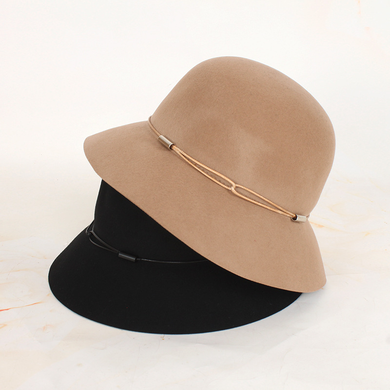 Fall and winter Japanese new style simple wool felt hat retro bucket hat casual fedora hats women
