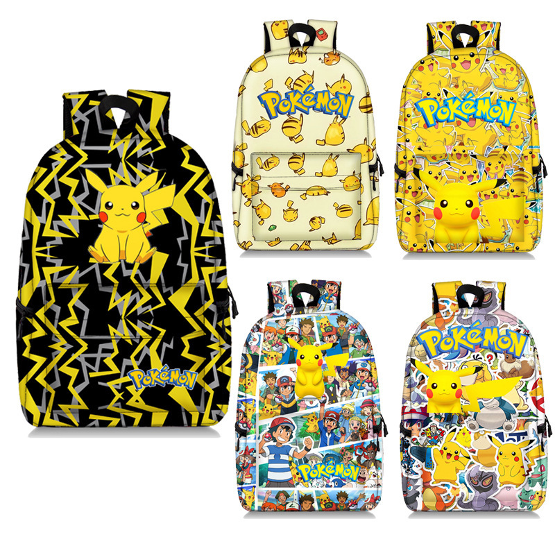 Новинка 2023, вместительный рюкзак pikachu из полиэстера с принтом, школьный ранец, рюкзак с мультяшным принтом для домашних животных