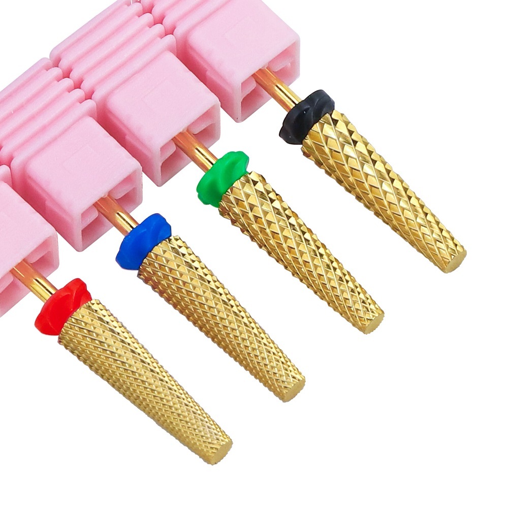 Custom LOGO Steel Drill Tool Gold Tungsten Bit Extra Long Medium Nail Electric File Ceramic Fine Nail Drill Bit