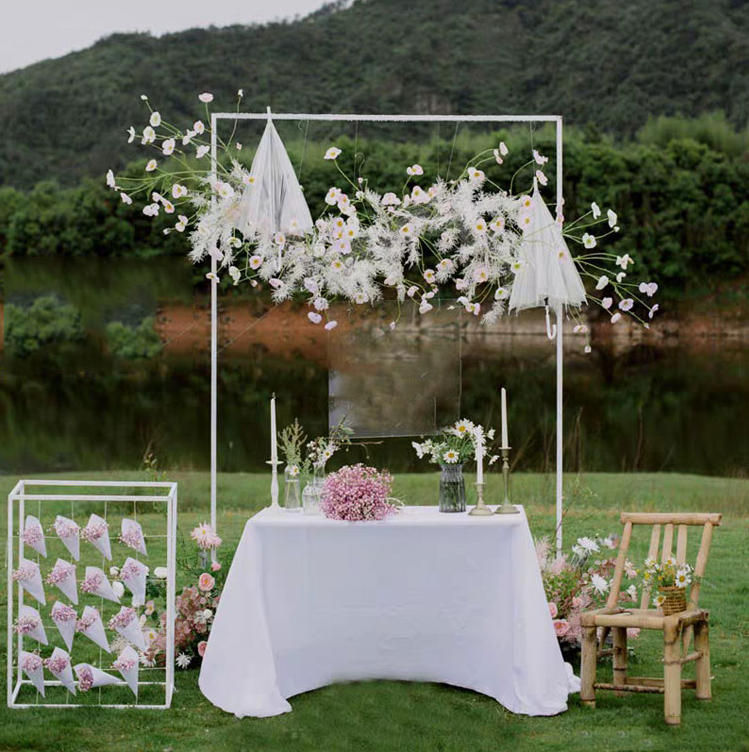 Wedding metal backdrop banner arch wreath flower stand pipes