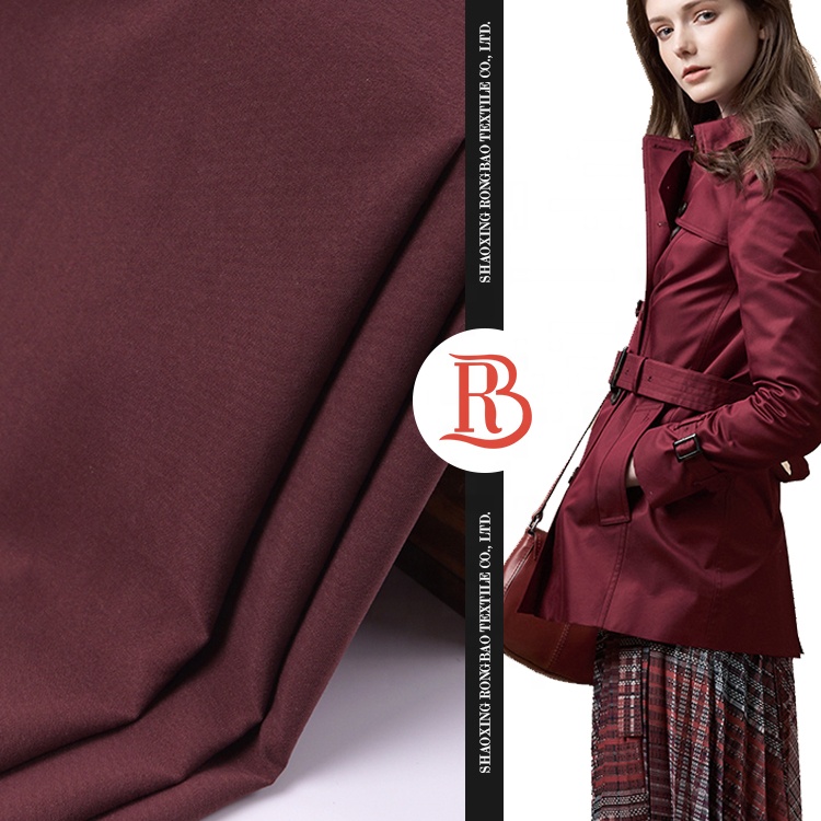 Amazon supplier quality in stock burgundy color super poly twill water proof taslan men's jacket fabric online