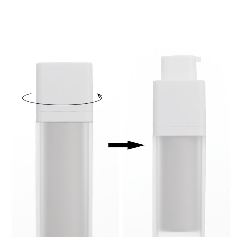Custom logo 15ml 30ml 50ml frosted white square airless bottle rotating pump head vacuum bottle cosmetic package container
