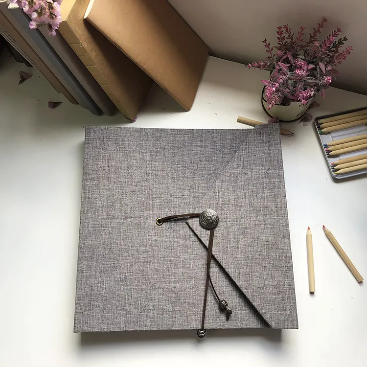 Linen Cover DIY Handmade Baby Self Adhesive Photo Album Scrapbook 18