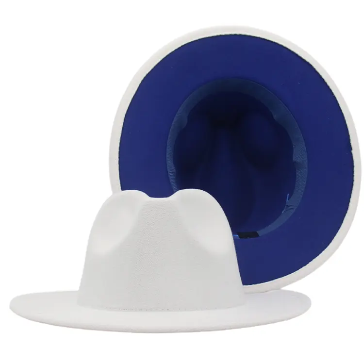 60 Colors Wholesale 2021 Spring Autumn Winter 2 Tone Unisex Fedora Hats Wide Brim Women Men Panama Hat