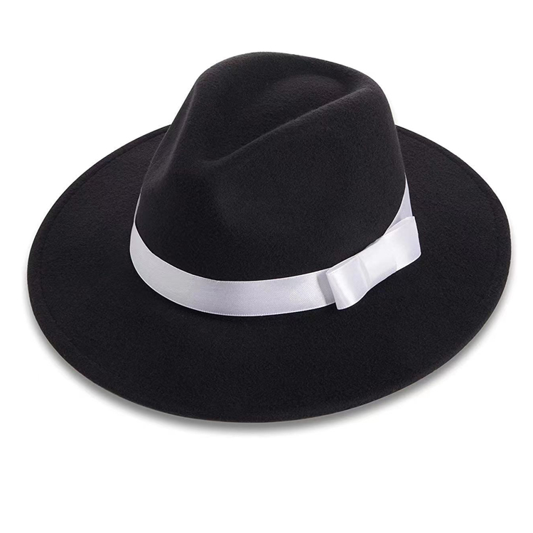 Fashion Design Wool Felt Flat Brim Panama Fedora Hat Cap for Men Gatsby Hat