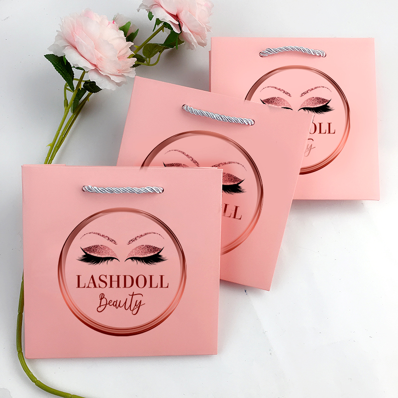wholesale eyelash bag 5d 25mm mink eyelashes packaging custom logo gift handbag private label lashes packaging shopping bag
