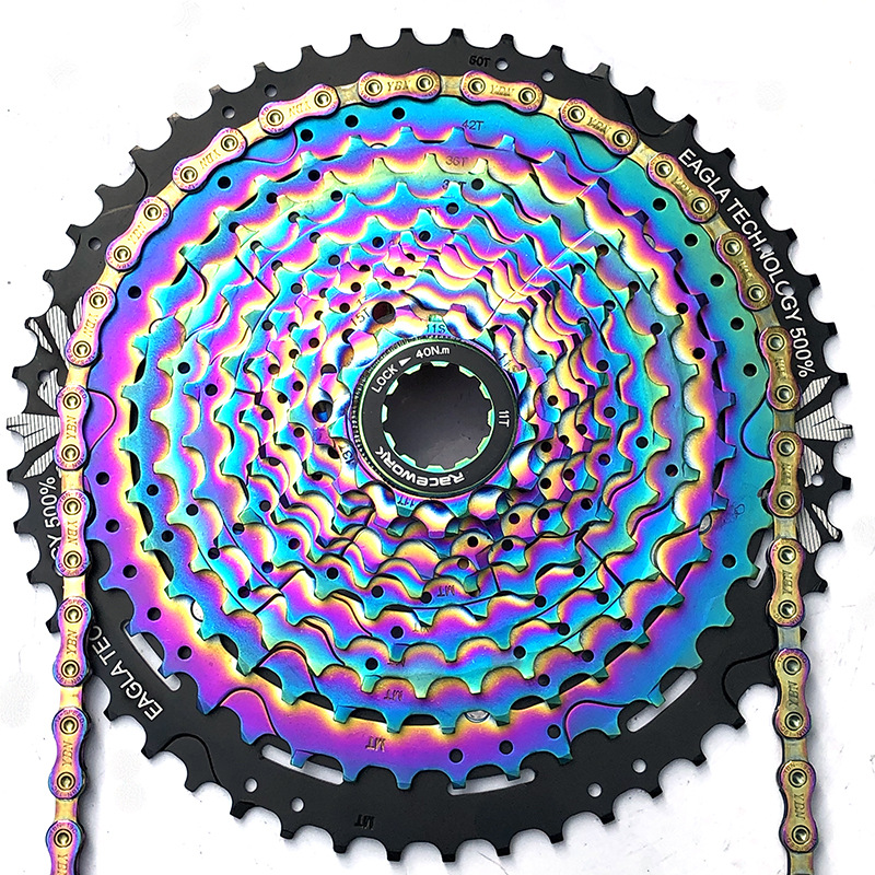 Кассета велосипедных запчастей MTB Rainbow Carbon, 12 Скоростей, 11-50T, велосипедные аксессуары, цветной маховик для горного велосипеда