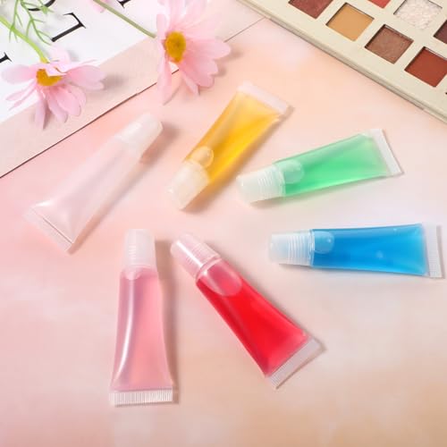 Empty Lip Gloss Tubes 10ml Refillable Small Squeeze Bottles Mini Cosmetic Tubes Clear Soft Empty Lip Balm Containers