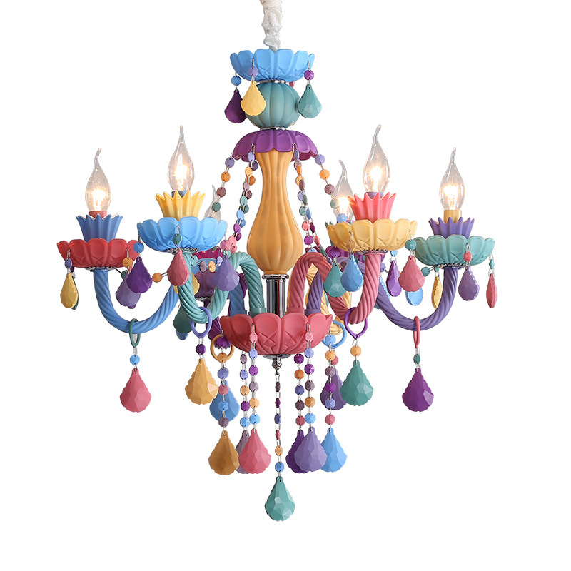 Guzhen Factory Price kid's chandelier 6 lights candle hanging light pendant lamp LED fIxture for nursery school kid's room