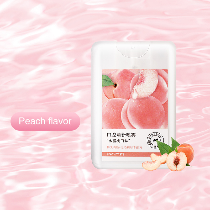 15ml Mini Breath Freshener Natural Herbal Formula Cool Peach Flavored Mint Mouth Freshner Spray