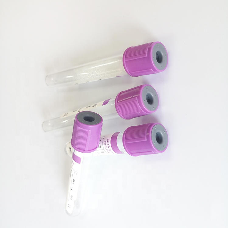 Purple Stopper Glass or PET K3 K2 EDTA Vacuum Blood Collection Tube