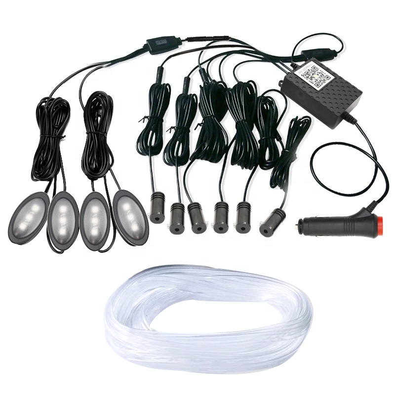 DJ Universal 10 in 1 RGB LED with 8M Car Interior Decor Fiber Optic Strip Light by App Control 12V Decorative Atmosphere Lamps