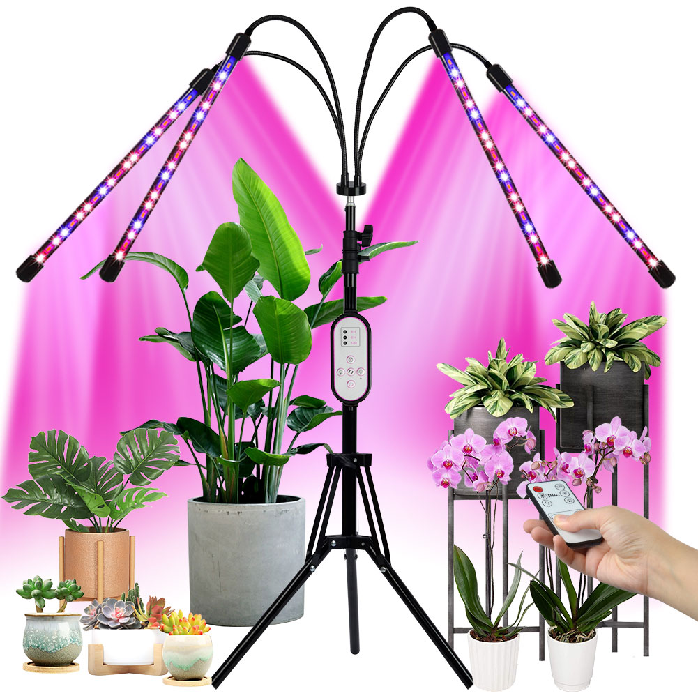 VERTAK 40w 80LED Four-Head Dimmable Led Plant Grow Light with Tripod Stand