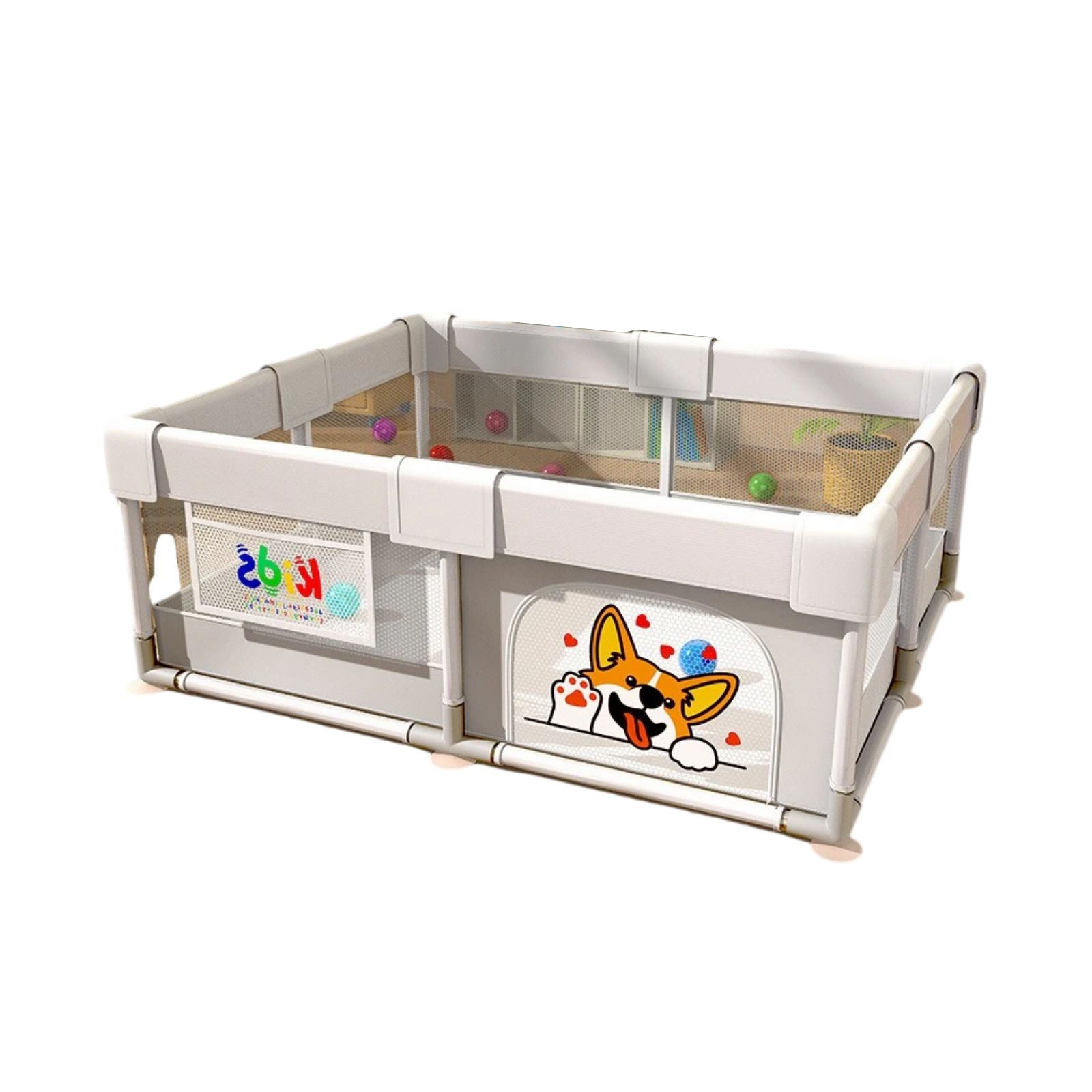 baby playpen indoor fence foldable door playground kids playpen activity center room fi Fabric Door Grey color