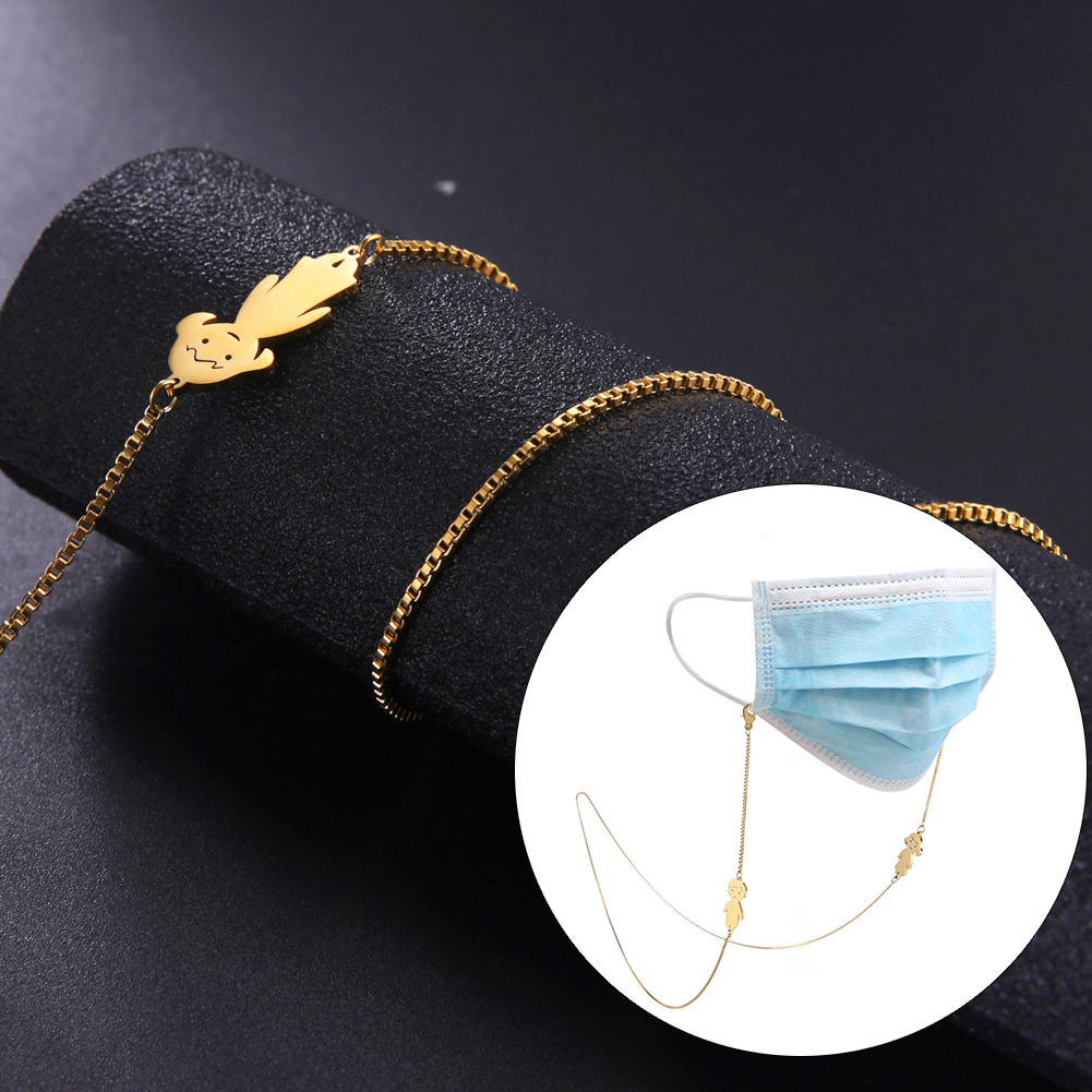 Fashion Stainless Steel Box Chain Eyeglass Chain Litter Girl Boy Pendant Eyeglass Chain Personality Fashion Women Gift Jewelry