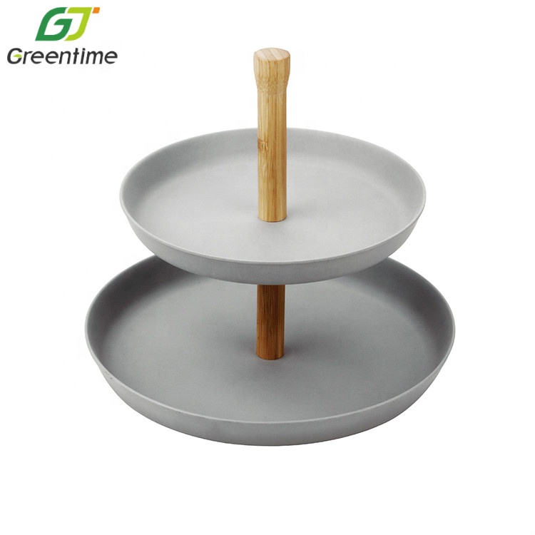 Custom High Quality China Bamboo Fiber Adternoon Tea Plate Tier Cake Stand