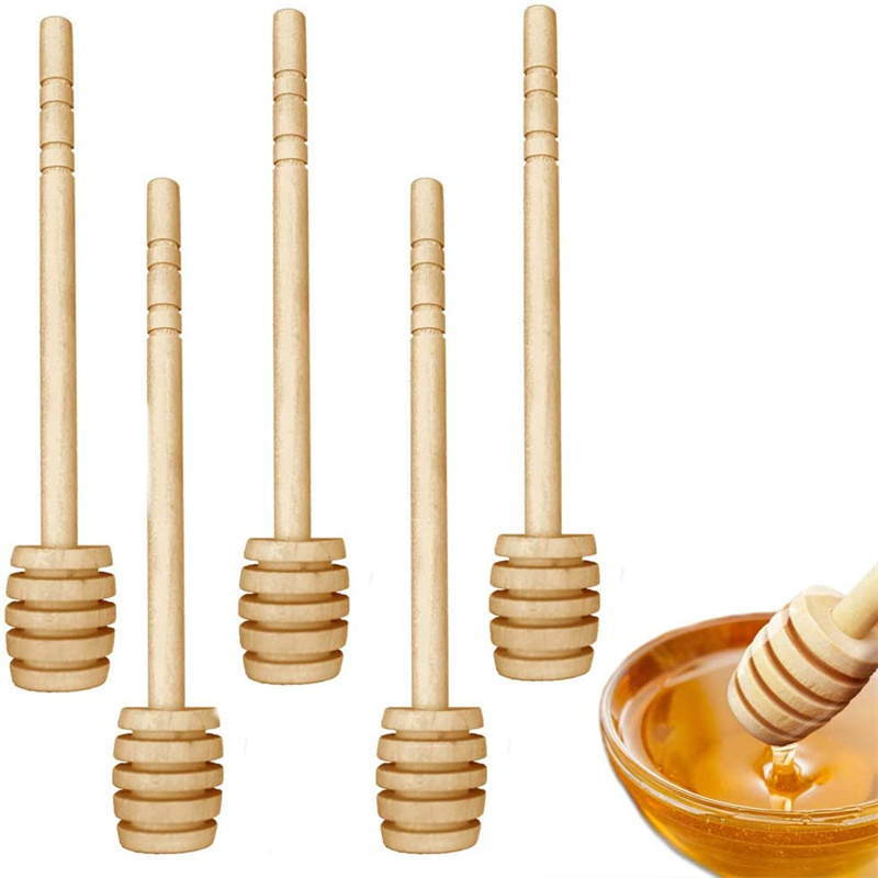 Stir Sticks Sticks Custom Logo Popular Long 11Cm Household Stick Olive Wood Honey Dipper With Wood Lid