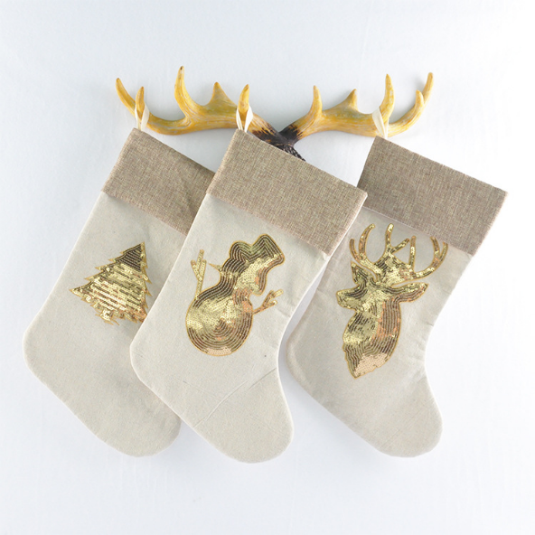 2022 wholesale christmas gift bag christmas tree decoration Embroidery bag christmas large sock pendant