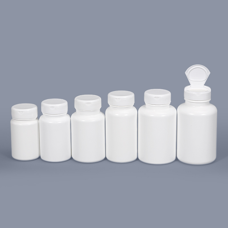 Flip Top Cap Empty Medicine White Round Plastic Pill Bottles for Capsule Tablets Pharmaceutical Storage Packaging with Flip Cap