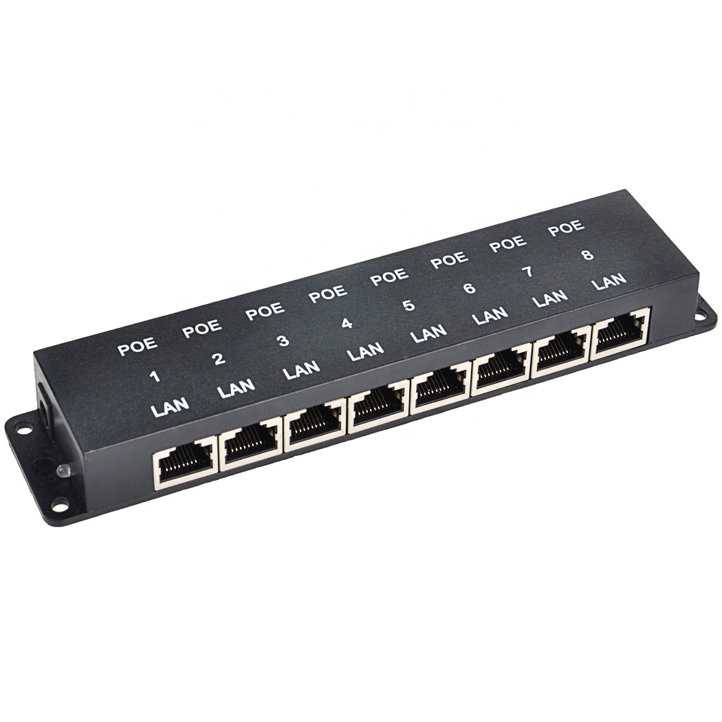 Пассивный POE инжектор с 8 портами безопасности, Power over Ethernet для IP-сетевой камеры Ubiquiti и MikroTik