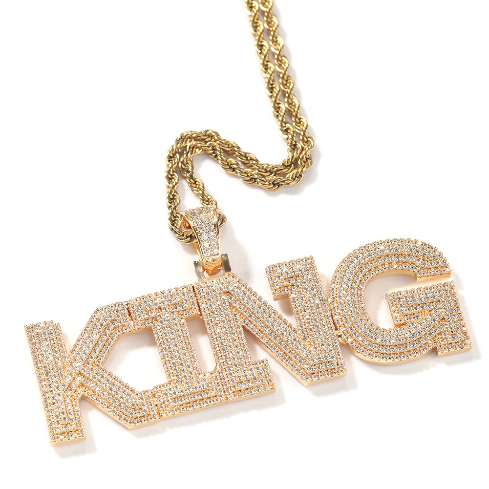 Custom Name Initial Three Layers Pendant Necklace with AAA Zircon Jewelry