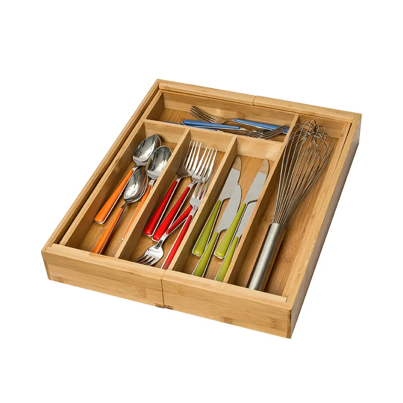 Adjustable Cutlery Expandable Cutlery Drawer Organizer Bamboo Kitchen Drawer Organizer Tray Flatware