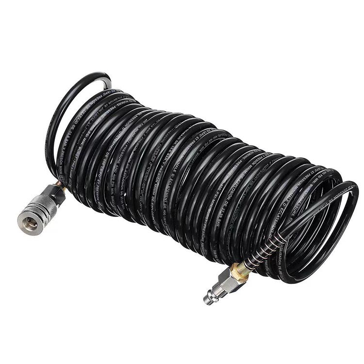 Air Compressor Pipe High Pressure Pneumatic PU Spiral Hose With Fittings Screw Coil Spring Air Tube