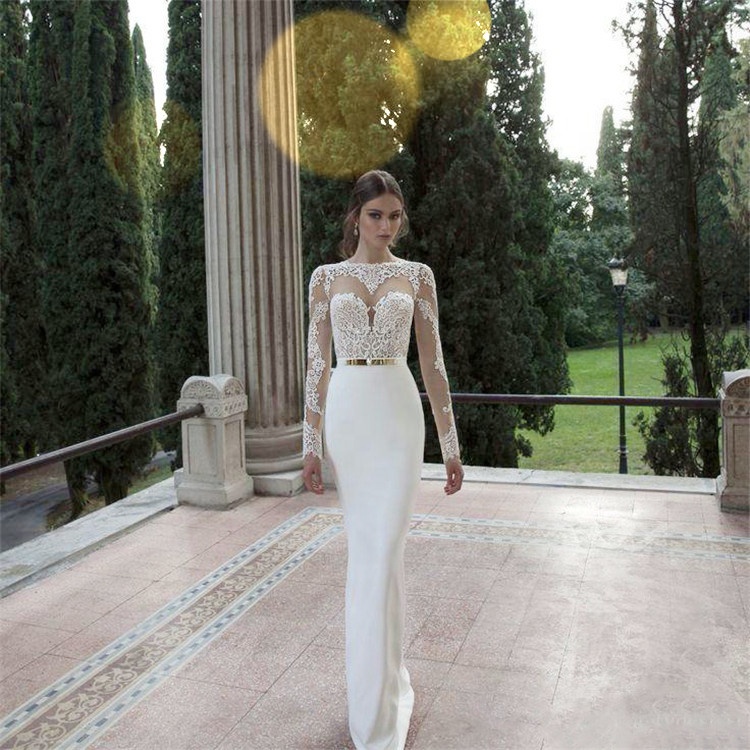 2021 New Style Women Bodycon Evening Full Wedding Dress Long Sleeve Lace Sexy Perspective Dresses Bridesmaid Dress For Women