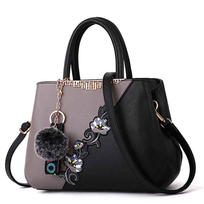 Ready to ship high quality women leather flower vase embroidery handbags