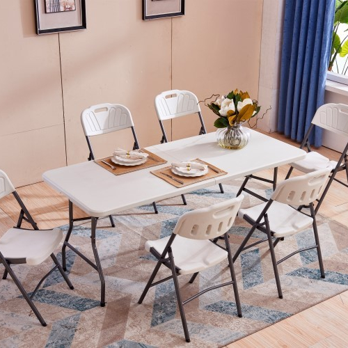 hot sale outdoor garden portable 5 ft rectangular plastic folding camping tables for party