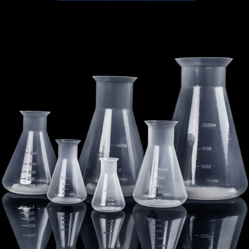 50ml 100ml 250ml 500ml 1000ml narrow neck laboratory Plastic Erlenmeyer flask