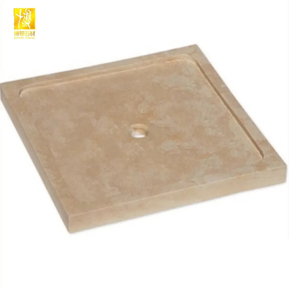 Hotel Artificial Marble Light Travertine Marble Bathroom Shower Base Tray