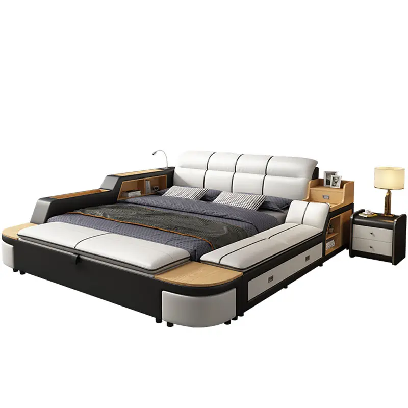 Tatami genuine master bedroom soft bed multifunctional storage double wedding bed intelligent design secret safe storage
