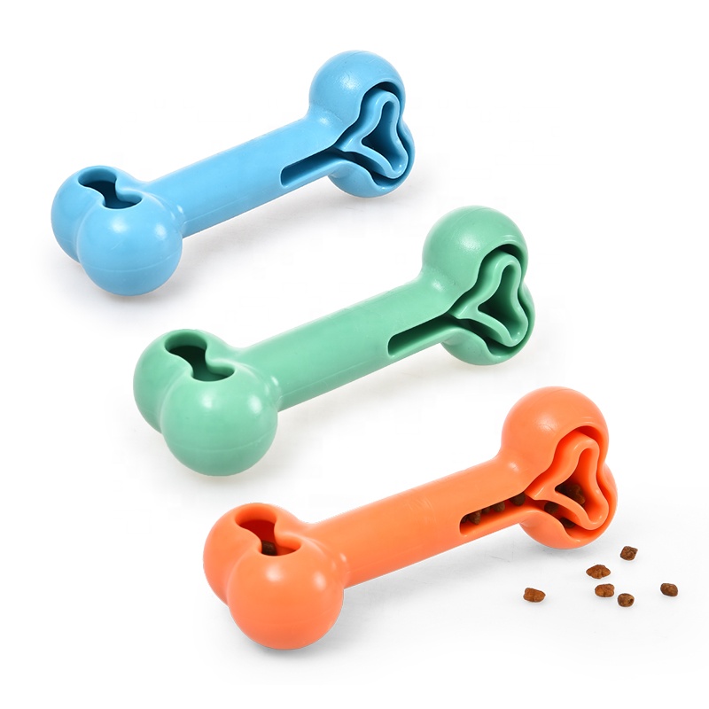 Multifunction IQ Fun Bone Shape Chew TPR Treat Food Pet Dog Toy