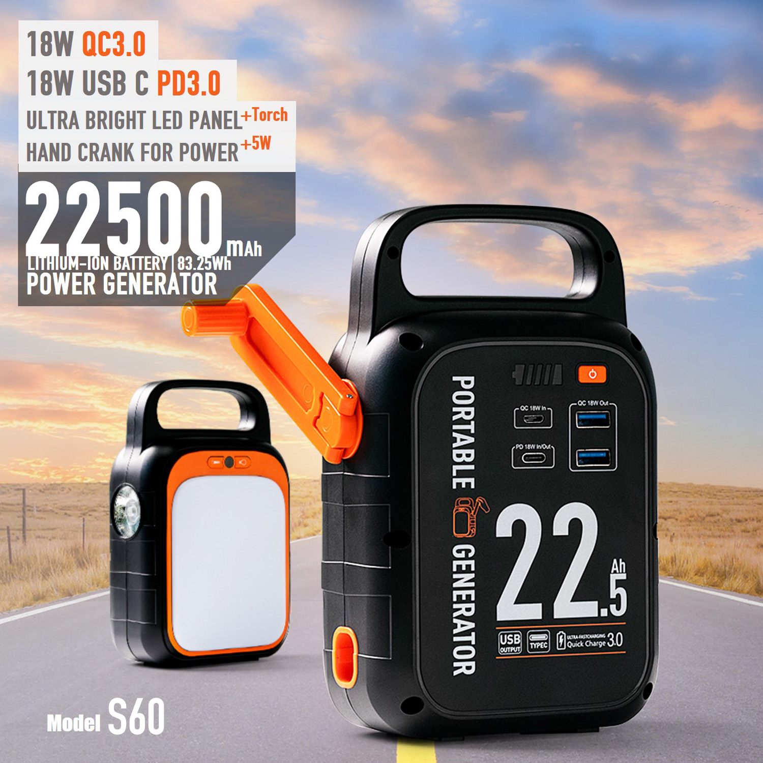 22500mAh наружная электростанция PD18W портативная электростанция солнечные энергетические системы ручной рукоятки портативный внешний аккумулятор